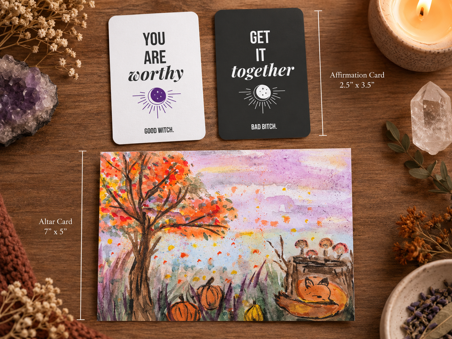 This season's Mabon altar card and affirmation cards